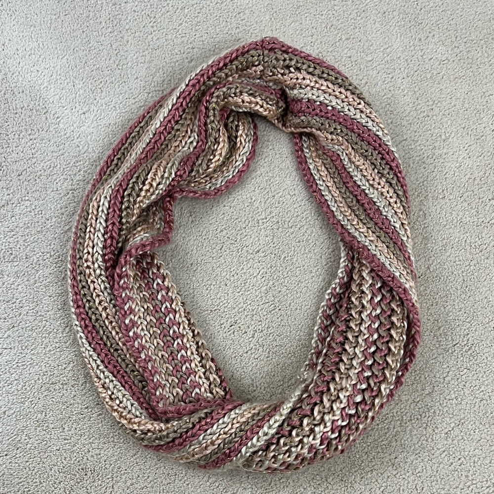 Crocheted Gold Sparkle Twisted Infinity Scarf - Picture 1 of 2